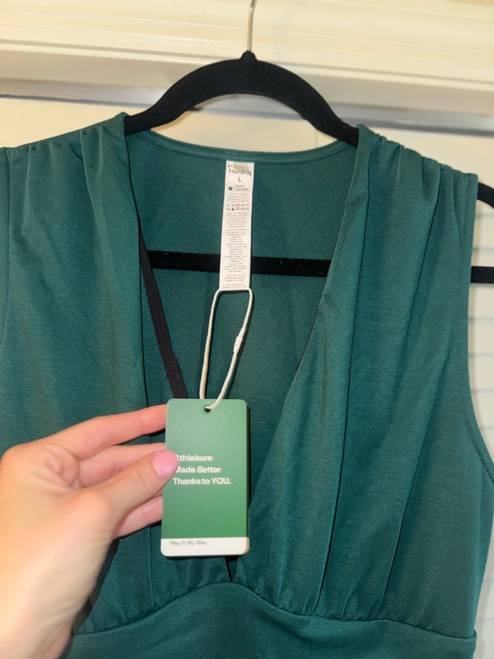 NWT HALARA Sleeveless Wide-Leg V-Neck Jumpsuit in Teal Green - Picture 8 of 8